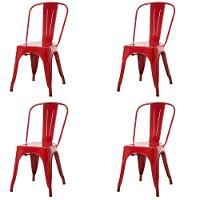 Kit 4 Cadeiras Tolix Iron Titan Anm6671f Anima Office Ferro Pintura Epóxi Vermelho - 1