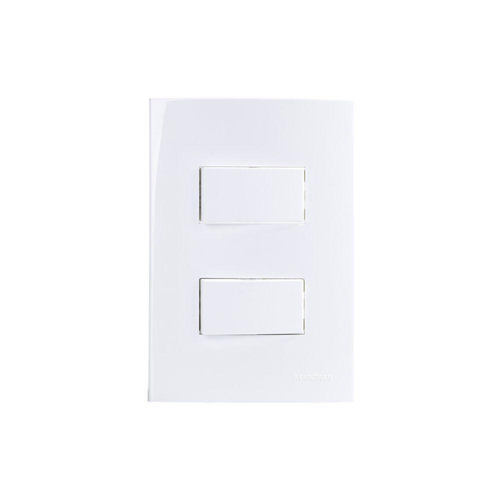 Interruptor Simples Duplo Margirius Sleek 10a Com Placa 4x2 Branco - 1