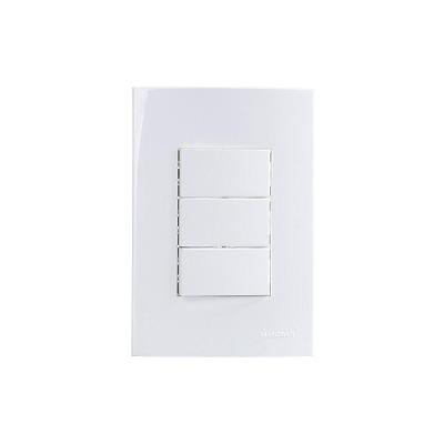 Interruptor Simples Duplo E Interruptor Paralelo Margirius Sleek 10a Com Placa 4x2 Branco