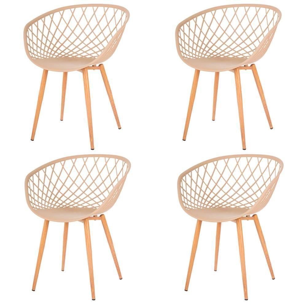 Kit 4 Cadeiras Loa Clarice Anm8197f Anima Office Polipropileno Fendi Base Metal Pintura Madeira - 1