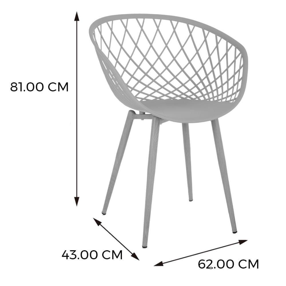 Kit 4 Cadeiras Loa Clarice Anm8197f Anima Office Polipropileno Fendi Base Metal Pintura Madeira - 4
