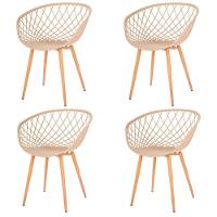 Kit 4 Cadeiras Loa Clarice Anm8197f Anima Office Polipropileno Fendi Base Metal Pintura Madeira - 1