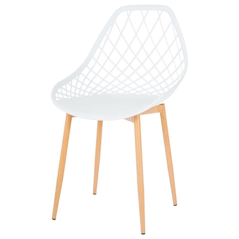 Kit 4 Cadeiras Cloe Kaila Anm8196f Anima Office Em Polipropileno Branco Base Metal Simulando Madeira - 2