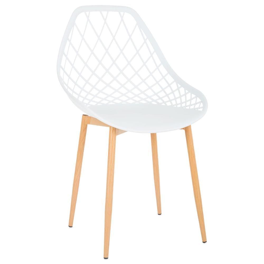 Kit 4 Cadeiras Cloe Kaila Anm8196f Anima Office Em Polipropileno Branco Base Metal Simulando Madeira - 3