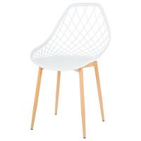 Kit 4 Cadeiras Cloe Kaila Anm8196f Anima Office Em Polipropileno Branco Base Metal Simulando Madeira - 2