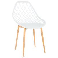 Kit 4 Cadeiras Cloe Kaila Anm8196f Anima Office Em Polipropileno Branco Base Metal Simulando Madeira - 3