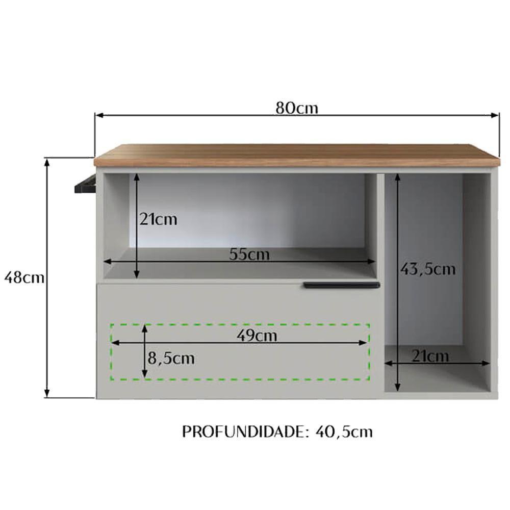 Gabinete Para Banheiro 02 Portas 01 Gaveta 80cm Mel Arenas Proddy Mel - 3