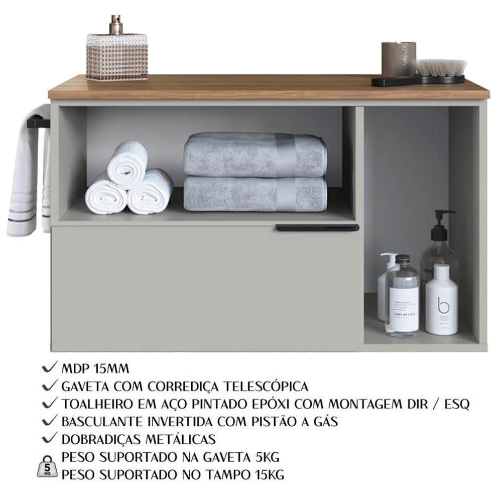 Gabinete Para Banheiro 02 Portas 01 Gaveta 80cm Mel Arenas Proddy Mel - 4