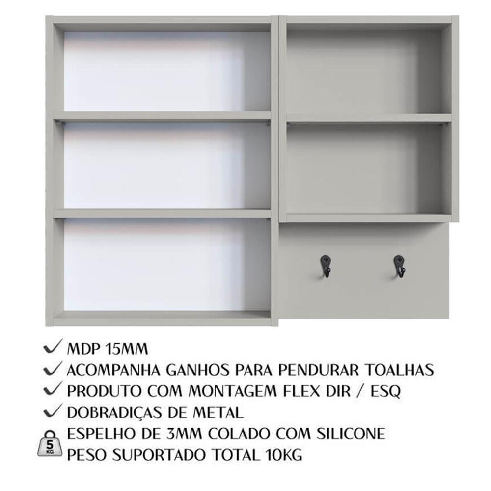 Conjunto Gabinete Com Cuba E Espelheira 80cm Mel Arenas Proddy Mel - 4