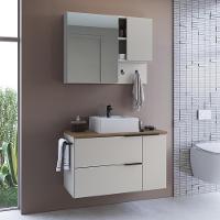 Conjunto Gabinete Com Cuba E Espelheira 80cm Mel Arenas Proddy Mel - 2