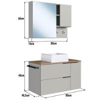 Conjunto Gabinete Com Cuba E Espelheira 80cm Mel Arenas Proddy Mel - 3