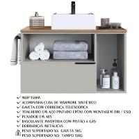 Conjunto Gabinete Com Cuba E Espelheira 80cm Mel Arenas Proddy Mel - 5