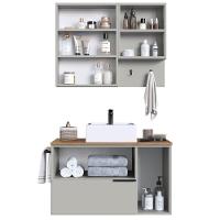 Conjunto Gabinete Com Cuba E Espelheira 80cm Mel Arenas Proddy Mel - 7