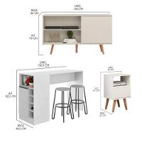 Kit Sala Integrada Rack Mesa Lateral Bancada Menu Móveis Branco - 2