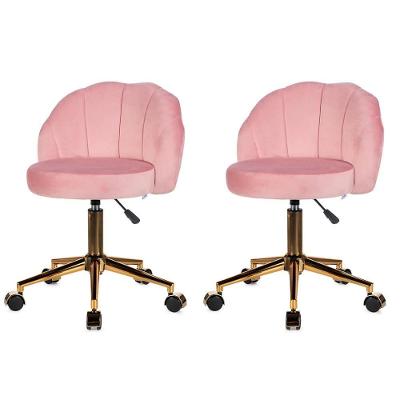 Cadeira Petala Anm9700s Anima Office Revestida Em Veludo Rosê Base Rodízio Dourado