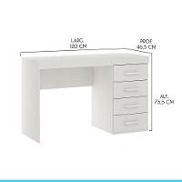 Escrivaninha Com 4 Gavetas 120x75cm Mdp Branco Menu Móveis Branco - 3