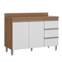 Balcão De Cozinha Com Tampo Sabrina 120cm Mdp Menu Móveis Branco - 1