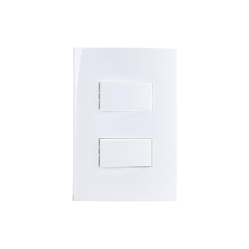 Interruptor Simples E Interruptor Paralelo Margirius Sleek 10a Com Placa 4x2 Branco Branco - 1
