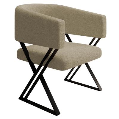 Kit 2 Poltronas Decorativas Mirela Pes Metal Boucle Bege Vconcept