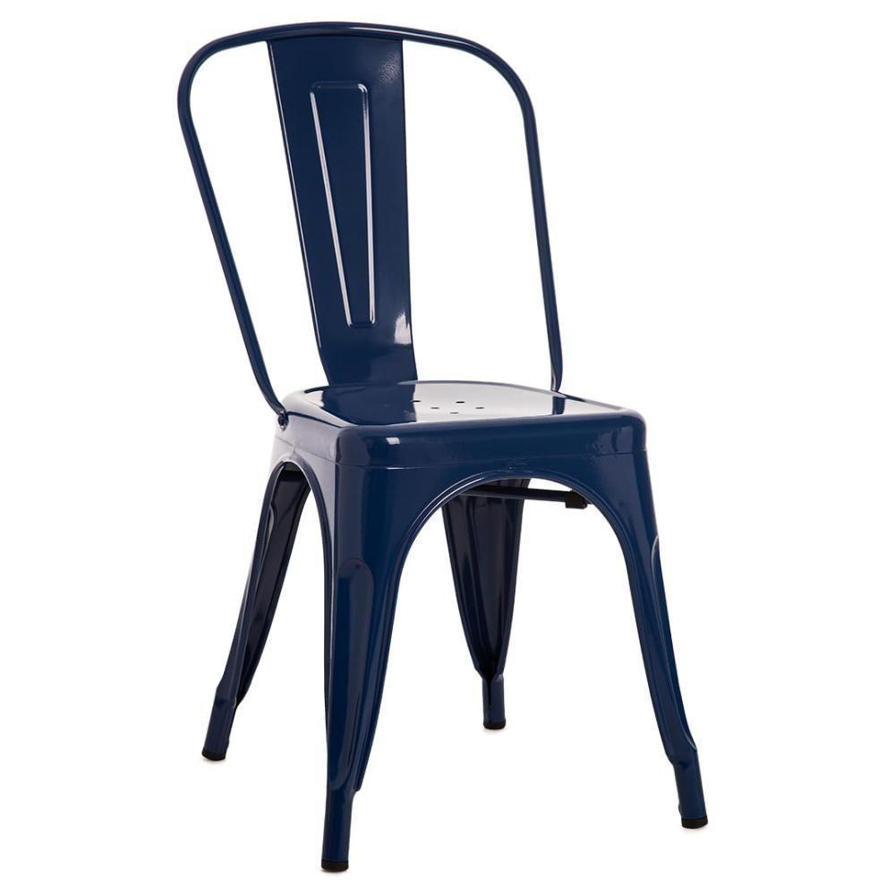 Kit 4 Cadeiras Tolix Iron Titan Anm6671f Anima Office Ferro Pintura Epóxi Azul Marinho - 3