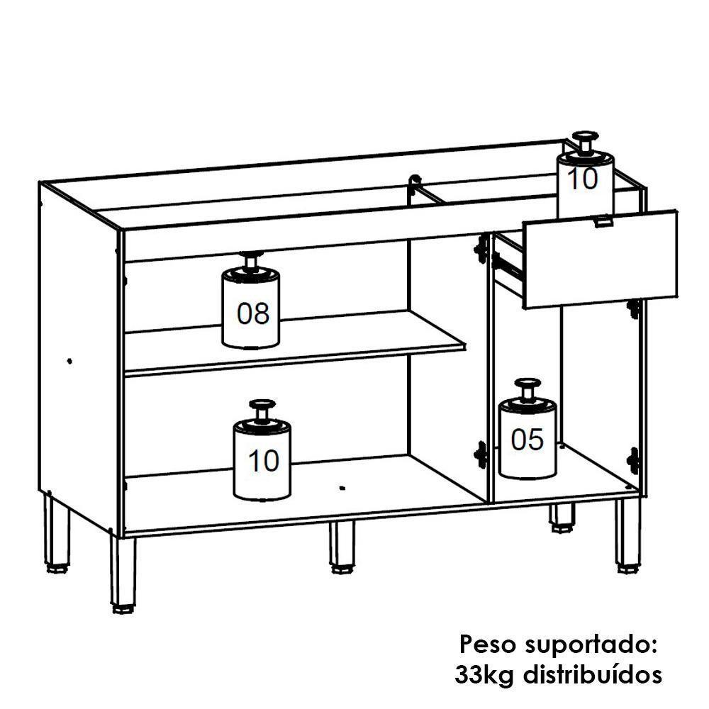 Balcao Para Pia 120 Cm Mdf Vert Plus Freijo Soft Ktp - 4