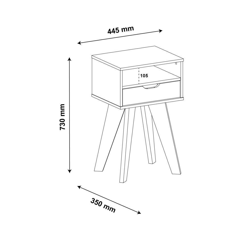 Mesa Lateral Retrô Com Gaveta Multimóveis Cr45135 Off White Off White - 5