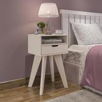 Mesa Lateral Retrô Com Gaveta Multimóveis Cr45135 Off White Off White - 1