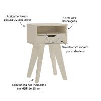Mesa Lateral Retrô Com Gaveta Multimóveis Cr45135 Off White Off White - 6