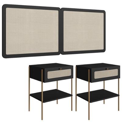 Cabeceira Casal E 2 Mesas Cabeceira Palinha 28977 Nero Dourado Artesano