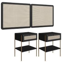 Cabeceira Casal E 2 Mesas Cabeceira Palinha 28977 Nero Dourado Artesano - 1