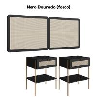 Cabeceira Casal E 2 Mesas Cabeceira Palinha 28977 Nero Dourado Artesano