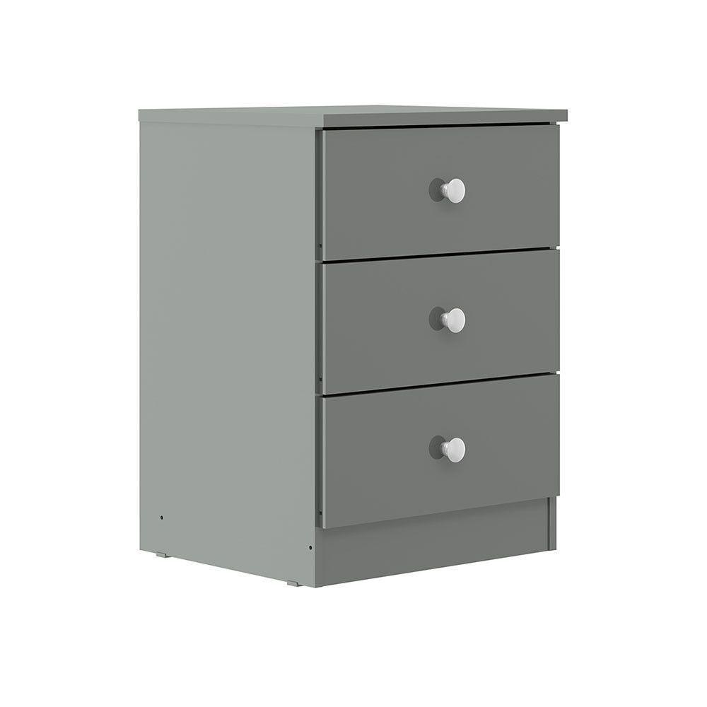 Mesa De Cabeceira 3 Gavetas Para Quarto 40x55cm Menu Móveis Cinza - 2