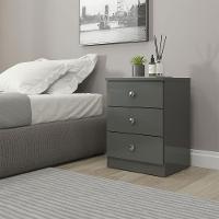 Mesa De Cabeceira 3 Gavetas Para Quarto 40x55cm Menu Móveis Cinza - 1