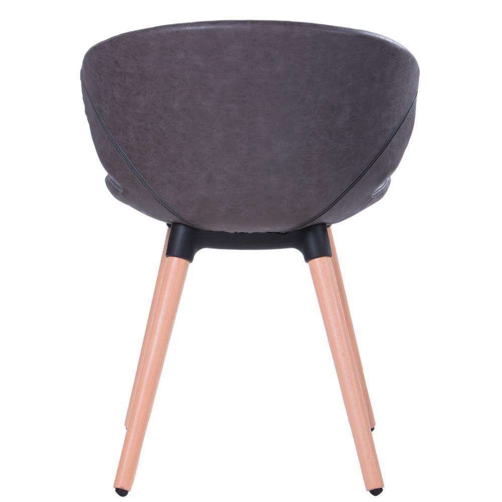 Kit 2 Cadeiras Anm6717f Anima Office Com Costura Matelassê Assento Estofado Pu Chumbo Base Madeira Fixa - 5