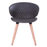 Kit 2 Cadeiras Anm6717f Anima Office Com Costura Matelassê Assento Estofado Pu Chumbo Base Madeira Fixa