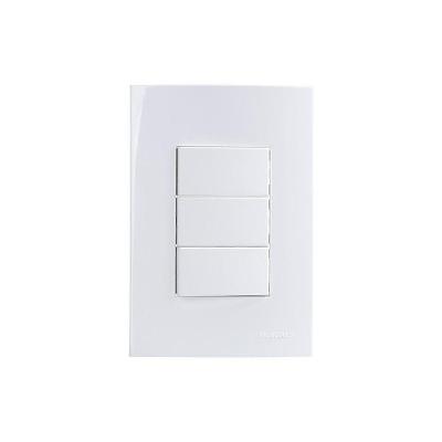 Interruptor Simples Triplo Margirius Sleek 10a Com Placa 4x2 Branco Branco