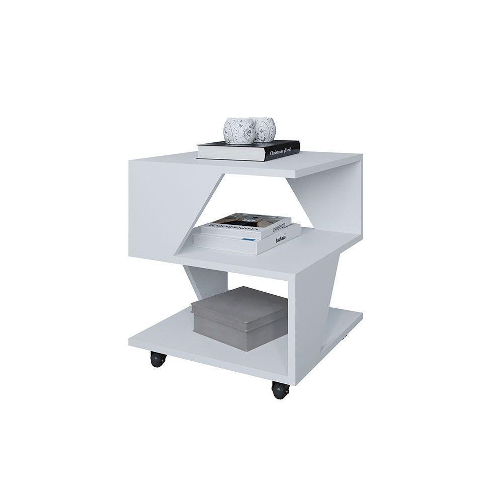 Kit Com 2 Mesa De Cabeceira Spin Para Quarto Casal Poquema Branco - 4