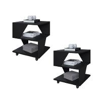 Kit Com 2 Mesa De Cabeceira Spin Para Quarto Casal Poquema Preto - 1