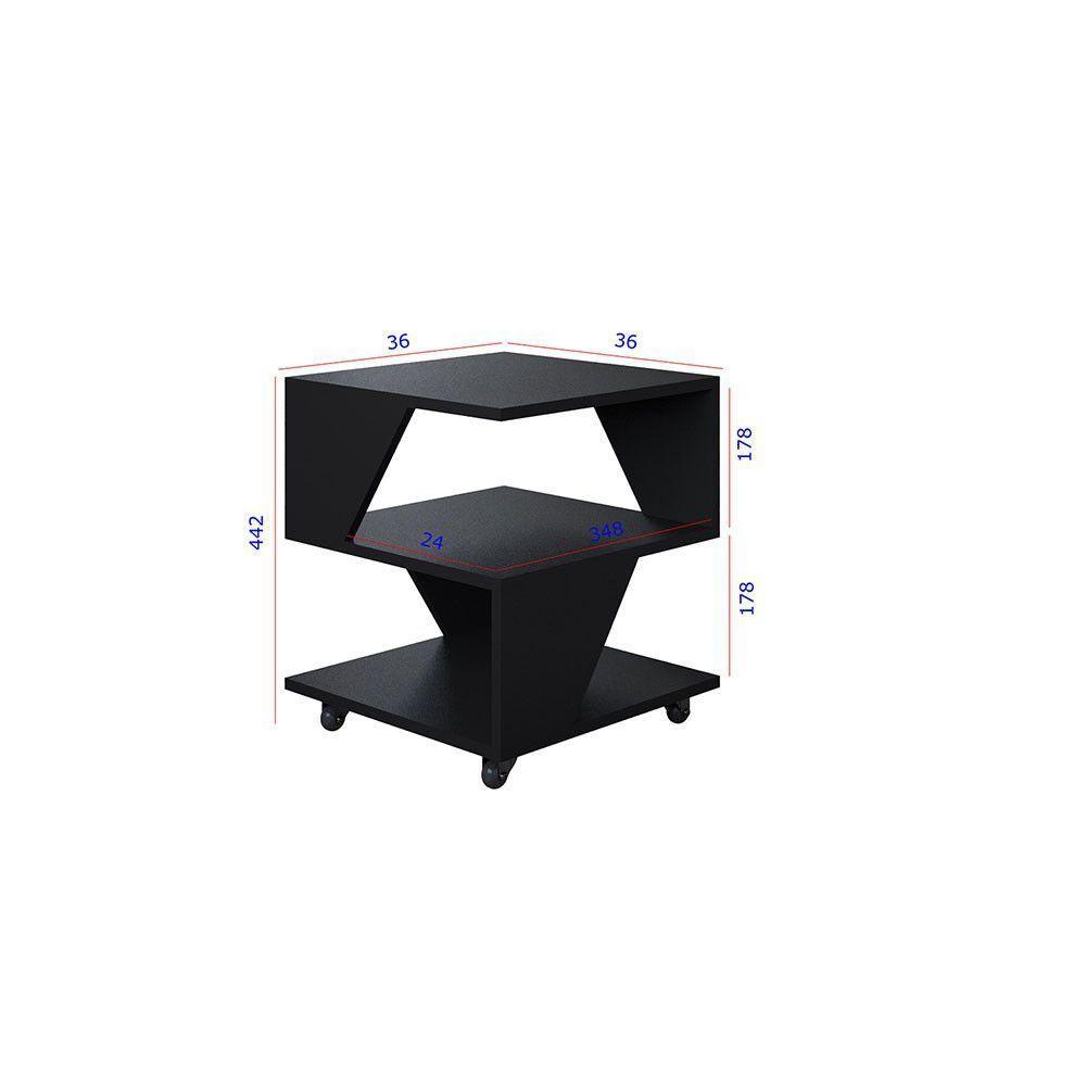 Kit Com 2 Mesa De Cabeceira Spin Para Quarto Casal Poquema Preto-carvalho - 4