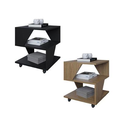 Kit Com 2 Mesa De Cabeceira Spin Para Quarto Casal Poquema Preto-carvalho