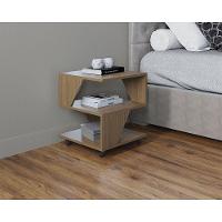 Kit Com 2 Mesa De Cabeceira Spin Para Quarto Casal Poquema Preto-carvalho - 3