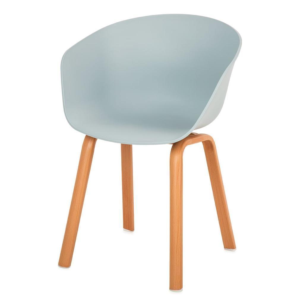 Kit 4 Cadeiras Toledo Anm8095f Anima Office Assento Em Polipropileno Cinza Base Aço Simulando Madeira - 2