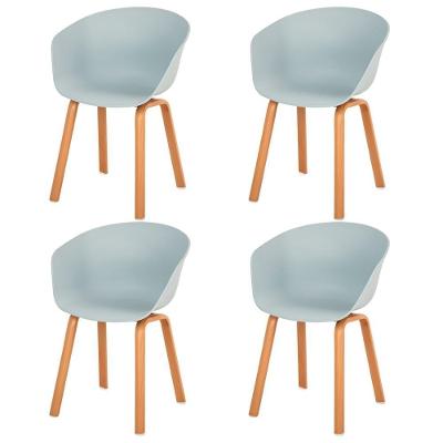 Kit 4 Cadeiras Toledo Anm8095f Anima Office Assento Em Polipropileno Cinza Base Aço Simulando Madeira