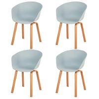 Kit 4 Cadeiras Toledo Anm8095f Anima Office Assento Em Polipropileno Cinza Base Aço Simulando Madeira - 1