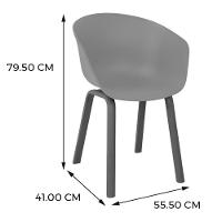 Kit 4 Cadeiras Toledo Anm8095f Anima Office Assento Em Polipropileno Cinza Base Aço Simulando Madeira - 4