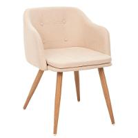 Kit 2 Cadeiras Com Braços Márcia Anm8011f Anima Office Estofada Em Tecido Bege Base Em Aço Simulando Madeira - 3