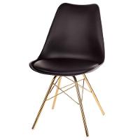 Kit 4 Cadeiras Eames Saarinen Joly Anm6067f Anima Office Polipropileno Assento Estofado Pu Preto Base Ferro Dourada - 2
