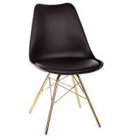Kit 4 Cadeiras Eames Saarinen Joly Anm6067f Anima Office Polipropileno Assento Estofado Pu Preto Base Ferro Dourada - 3