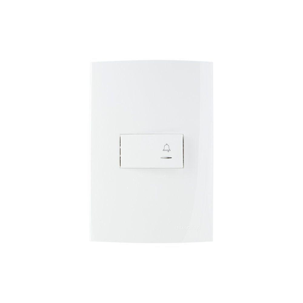 Interruptor Pulsador Para Campainha Com Luz Margirius Sleek 10a Com Placa 4x2 Branco - 1