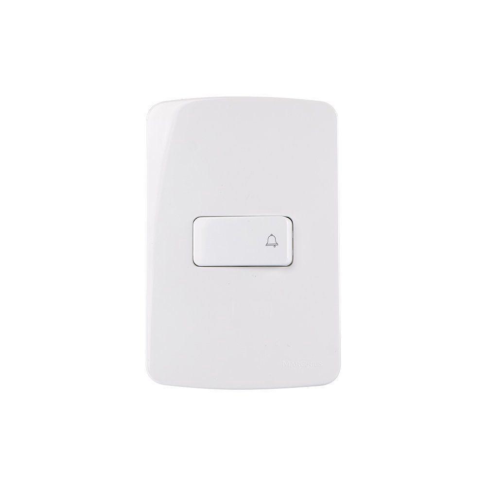 Interruptor Pulsador Para Campainha Margirius B3 10a Com Placa 4x2 Branco - 1